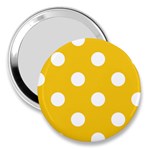 Polka Dots - White on Deep Lemon Yellow 3  Handbag Mirror