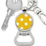 Polka Dots - White on Deep Lemon Yellow Bottle Opener Key Chain