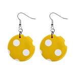 Polka Dots - White on Deep Lemon Yellow 1  Button Earrings