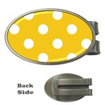 Polka Dots - White on Deep Lemon Yellow Money Clip (Oval)