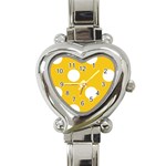 Polka Dots - White on Deep Lemon Yellow Heart Italian Charm Watch