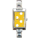 Polka Dots - White on Deep Lemon Yellow Rectangle Italian Charm Watch