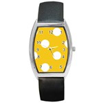 Polka Dots - White on Deep Lemon Yellow Barrel Style Metal Watch
