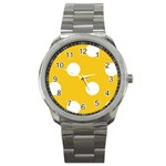 Polka Dots - White on Deep Lemon Yellow Sport Metal Watch