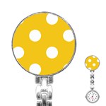 Polka Dots - White on Deep Lemon Yellow Stainless Steel Nurses Watch