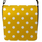 Polka Dots - White on Deep Lemon Yellow Flap Closure Messenger Bag (S)