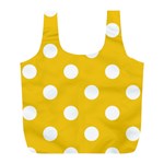 Polka Dots - White on Deep Lemon Yellow Full Print Recycle Bag (L)