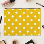 Polka Dots - White on Deep Lemon Yellow Cosmetic Bag (XL)