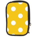 Polka Dots - White on Deep Lemon Yellow Compact Camera Leather Case