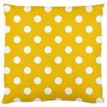 Polka Dots - White on Deep Lemon Yellow Large Flano Cushion Case (Two Sides)