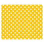 Polka Dots - White on Deep Lemon Yellow Double Sided Flano Blanket (Small)