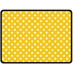 Polka Dots - White on Deep Lemon Yellow Fleece Blanket (Large) (One Side)