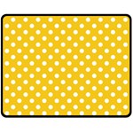 Polka Dots - White on Deep Lemon Yellow Fleece Blanket (Medium) (One Side)