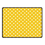 Polka Dots - White on Deep Lemon Yellow Double Sided Fleece Blanket (Small) (Two Sides)