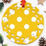 Polka Dots - White on Deep Lemon Yellow Ornament (Round Filigree)