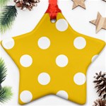 Polka Dots - White on Deep Lemon Yellow Star Ornament (Two Sides)