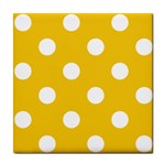 Polka Dots - White on Deep Lemon Yellow Tile Coaster
