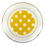 Polka Dots - White on Deep Lemon Yellow Porcelain Plate