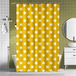Polka Dots - White on Deep Lemon Yellow Shower Curtain 48  x 72  (Small)