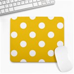 Polka Dots - White on Deep Lemon Yellow Large Mousepad