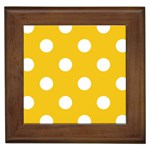 Polka Dots - White on Deep Lemon Yellow Framed Tile