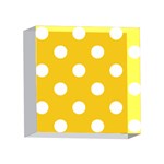 Polka Dots - White on Deep Lemon Yellow 4 x 4  Acrylic Photo Block