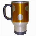 Polka Dots - White on Deep Lemon Yellow Travel Mug (Silver Gray)
