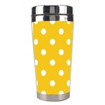 Polka Dots - White on Deep Lemon Yellow Stainless Steel Travel Tumbler