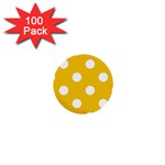 Polka Dots - White on Deep Lemon Yellow 1  Mini Button (100 pack)