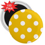 Polka Dots - White on Deep Lemon Yellow 3  Magnet (100 pack)