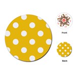 Polka Dots - White on Deep Lemon Yellow Playing Cards (Round)