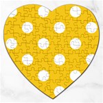 Polka Dots - White on Deep Lemon Yellow Jigsaw Puzzle (Heart)