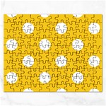 Polka Dots - White on Deep Lemon Yellow Jigsaw Puzzle (Rectangular)