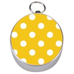 Polka Dots - White on Deep Lemon Yellow Silver Compass