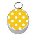 Polka Dots - White on Deep Lemon Yellow Silver Compass (Mini)