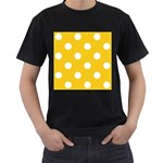 Polka Dots - White on Deep Lemon Yellow Men s T-Shirt (Black)