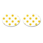 Polka Dots - Deep Lemon Yellow on White Cufflinks (Oval)