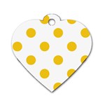 Polka Dots - Deep Lemon Yellow on White Dog Tag Heart (Two Sides)