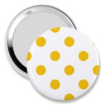 Polka Dots - Deep Lemon Yellow on White 3  Handbag Mirror
