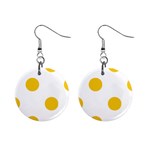 Polka Dots - Deep Lemon Yellow on White 1  Button Earrings