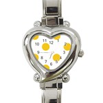 Polka Dots - Deep Lemon Yellow on White Heart Italian Charm Watch