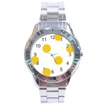 Polka Dots - Deep Lemon Yellow on White Stainless Steel Analogue Watch
