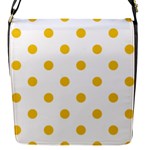 Polka Dots - Deep Lemon Yellow on White Flap Closure Messenger Bag (S)
