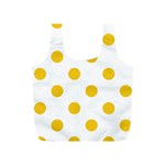Polka Dots - Deep Lemon Yellow on White Full Print Recycle Bag (S)