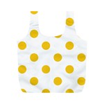Polka Dots - Deep Lemon Yellow on White Full Print Recycle Bag (M)