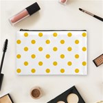 Polka Dots - Deep Lemon Yellow on White Cosmetic Bag (M)
