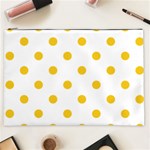 Polka Dots - Deep Lemon Yellow on White Cosmetic Bag (XXL)