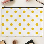 Polka Dots - Deep Lemon Yellow on White Cosmetic Bag (XXXL)