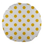 Polka Dots - Deep Lemon Yellow on White Large 18  Premium Round Cushion