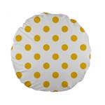 Polka Dots - Deep Lemon Yellow on White Standard 15  Premium Round Cushion
